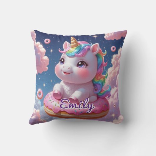 Donut Unicorn Pillow - Bearbeitbarer Name Kissen (Rückseite)