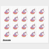 Donut unicorn quadratischer aufkleber (Blatt)