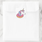 Donut unicorn quadratischer aufkleber (Tasche)