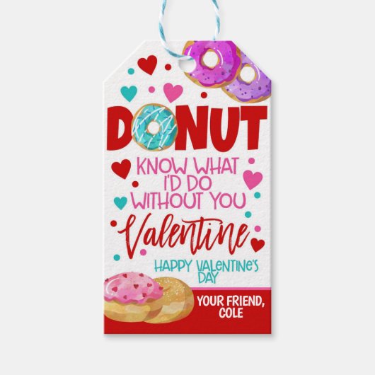 Donut Valentine Favor Tag Geschenkanhänger (Vorderseite)