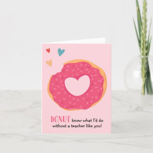 Donut Valentine Holiday Teacher Card Feiertagskarte