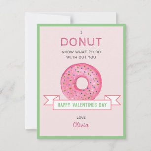 Donut Valentinstag Mini-Flachkarte Mitteilungskarte