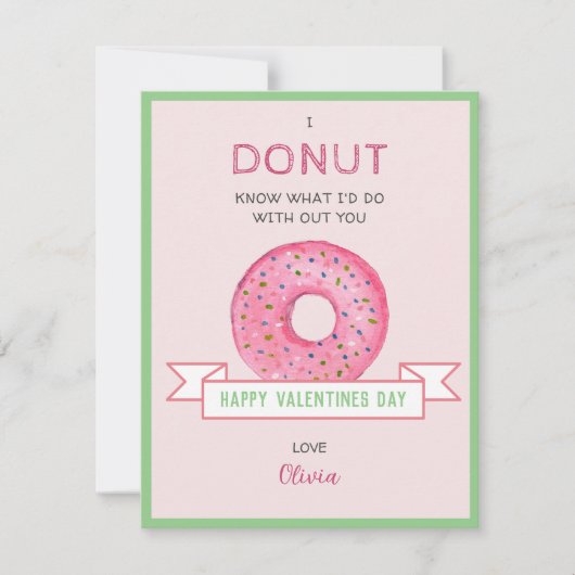 Donut Valentinstag Mini-Flachkarte Mitteilungskarte (Vorderseite)