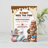 Donut verpassen den Spaß Joint Geburtstag Einladung (Stehend Vorderseite)