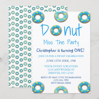 Donut verpasst das Party 1. Geburtstag Einladung