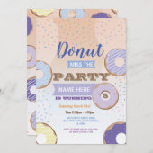 Donut verpasst das Party Geburtstag Doughnut Blue Einladung (Vorne/Hinten)