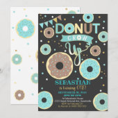Donut wächst auf 1. Geburtstag Einladung Boy Donut (Vorne/Hinten)