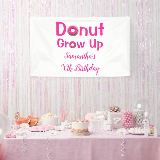 Donut wächst zum Geburtstag auf Banner (Party)