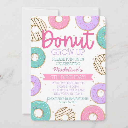 Donut wächst zum Geburtstag auf Einladung (Vorderseite)