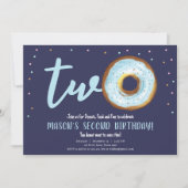 Donut Watercolor Two Sweet Boy Second Birthday Inv Einladung (Vorderseite)