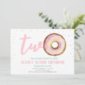 Donut Watercolor Two Sweet Girl zum zweiten Geburt Einladung (Stehend Vorderseite)