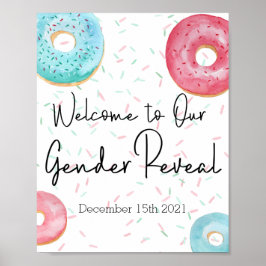 Donut Welcome Sign for Gender Reveal Party Poster