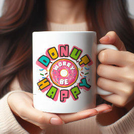 Donut Worry Be Happy farbenfrohe Bäckerei Kaffeetasse