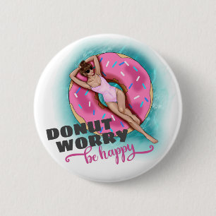 Donut Worry Be Happy Fun Pool Float Button