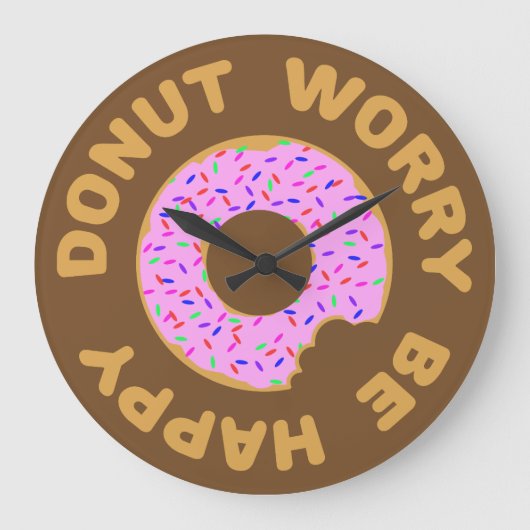 Donut Worry Be Happy Große Wanduhr (Vorderseite)