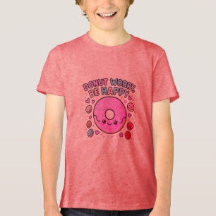 Donut Worry Be Happy - Niedlicher Kawaii Donut T - Tri-Blend Shirt