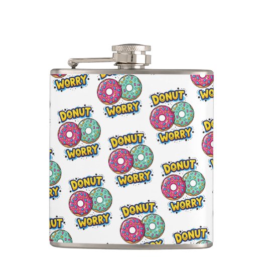 Donut Worry Flasche Flachmann (Vorderseite)