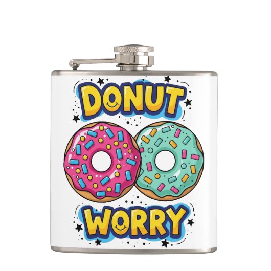 Donut Worry Flasche Flachmann (Vorderseite)