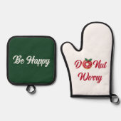 Donut Worry Niedlich Funny Weihnachtsgeschenk Illu Ofenhandschuh & Topflappen-Set (Vorderseite)