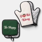Donut Worry Niedlich Funny Weihnachtsgeschenk Illu Ofenhandschuh & Topflappen-Set (Vorderseite/Rückseite)