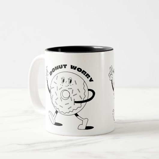 Donut Worry Zweifarbige Tasse (Vorderseite Links)