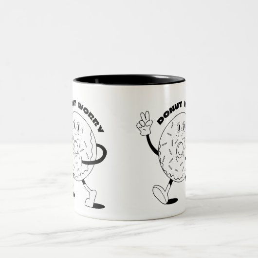 Donut Worry Zweifarbige Tasse (Mittel)