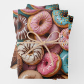 Donut Wrapping Paper Flat Sheet Set of 3 Geschenkpapier Set (Beispiel)
