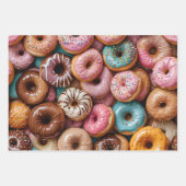 Donut Wrapping Paper Flat Sheet Set of 3 Geschenkpapier Set (Vorderseite)
