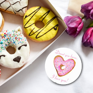 Donut You Know, ich liebe dich Herz Donut Runder Aufkleber