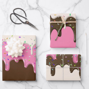 Donut-Zuckerguss-Icing-Sprinklen Geschenkpapier Set