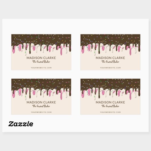 Donut Zuckerguss Sprinkles Bäckerei Rechteckiger Aufkleber (Blatt)