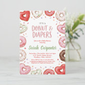 Donuts and Diapers Baby Shower Sprinkle Pastel Einladung (Stehend Vorderseite)