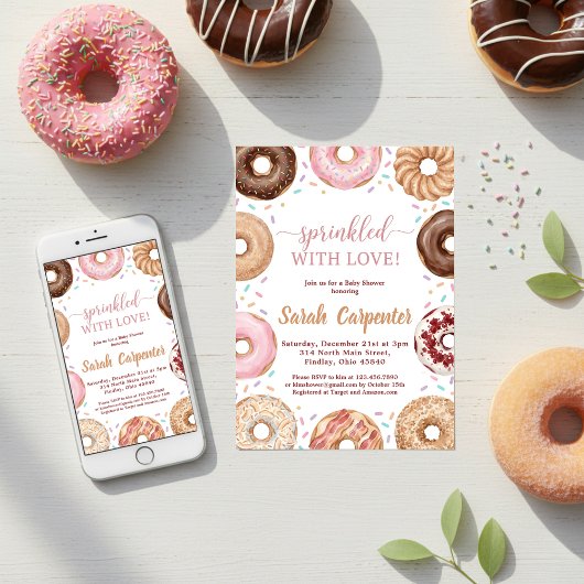 Donuts and Diapers Baby Shower Sprinkle Pastel Einladung