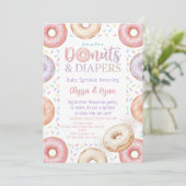Donuts and Diapers Baby Shower Sprinkle Pastel Einladung (Stehend Vorderseite)