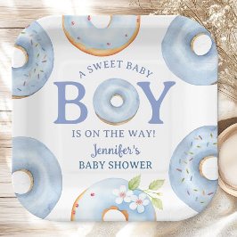 Donuts Baby Shower Blaues Baby Brunch Pappteller