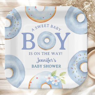 Donuts Baby Shower Blaues Baby Brunch Pappteller