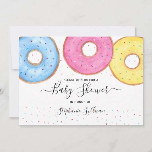 Donuts Baby Shower Einladung (Vorderseite)