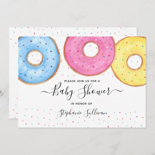 Donuts Baby Shower Einladung (Vorne/Hinten)