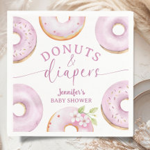 Donuts Baby Shower Girl Pink Brunch Paper Napkin