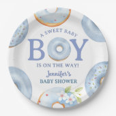 Donuts Baby Shower Junge Blaue Baby Brunch Pappteller (Vorderseite)