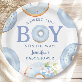 Donuts Baby Shower Junge Blaue Baby Brunch Pappteller
