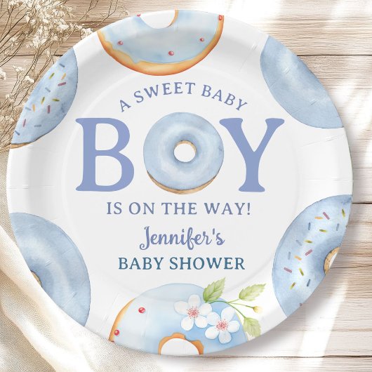 Donuts Baby Shower Junge Blaue Baby Brunch Pappteller