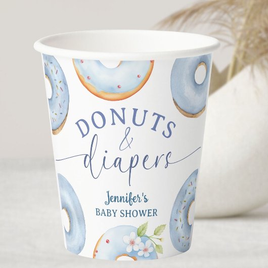 Donuts Baby Shower Junge Blaues Brunch Pappbecher