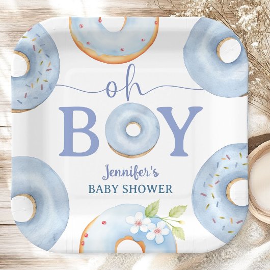 Donuts Baby Shower Oh Boy Blaues Brunch Pappteller