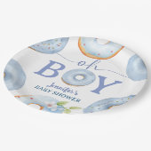 Donuts Baby Shower Oh Boy Blue Brunch Pappteller (Schrägansicht)