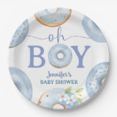 Donuts Baby Shower Oh Boy Blue Brunch Pappteller (Vorderseite)