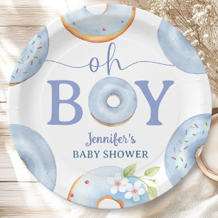 Donuts Baby Shower Oh Boy Blue Brunch Pappteller