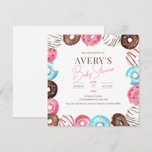 Donuts Baby Shower Party Streusel Rosa Mädchen-Sho Einladung