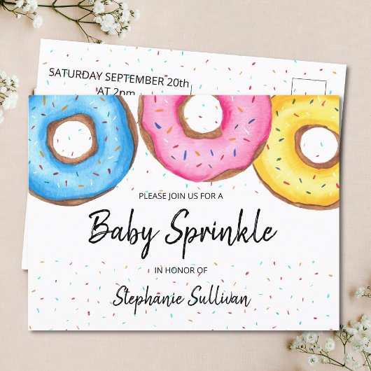 Donuts Baby Sprinkle Einladung Postkarte
