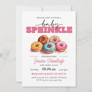 Donuts Baby Sprinkle Pink Baby Girl Einladung